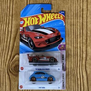 Hot Wheels Compact Kings ‘15 Mazda MX-5 Miata And Fiat 500e‎ 2 Car Lot